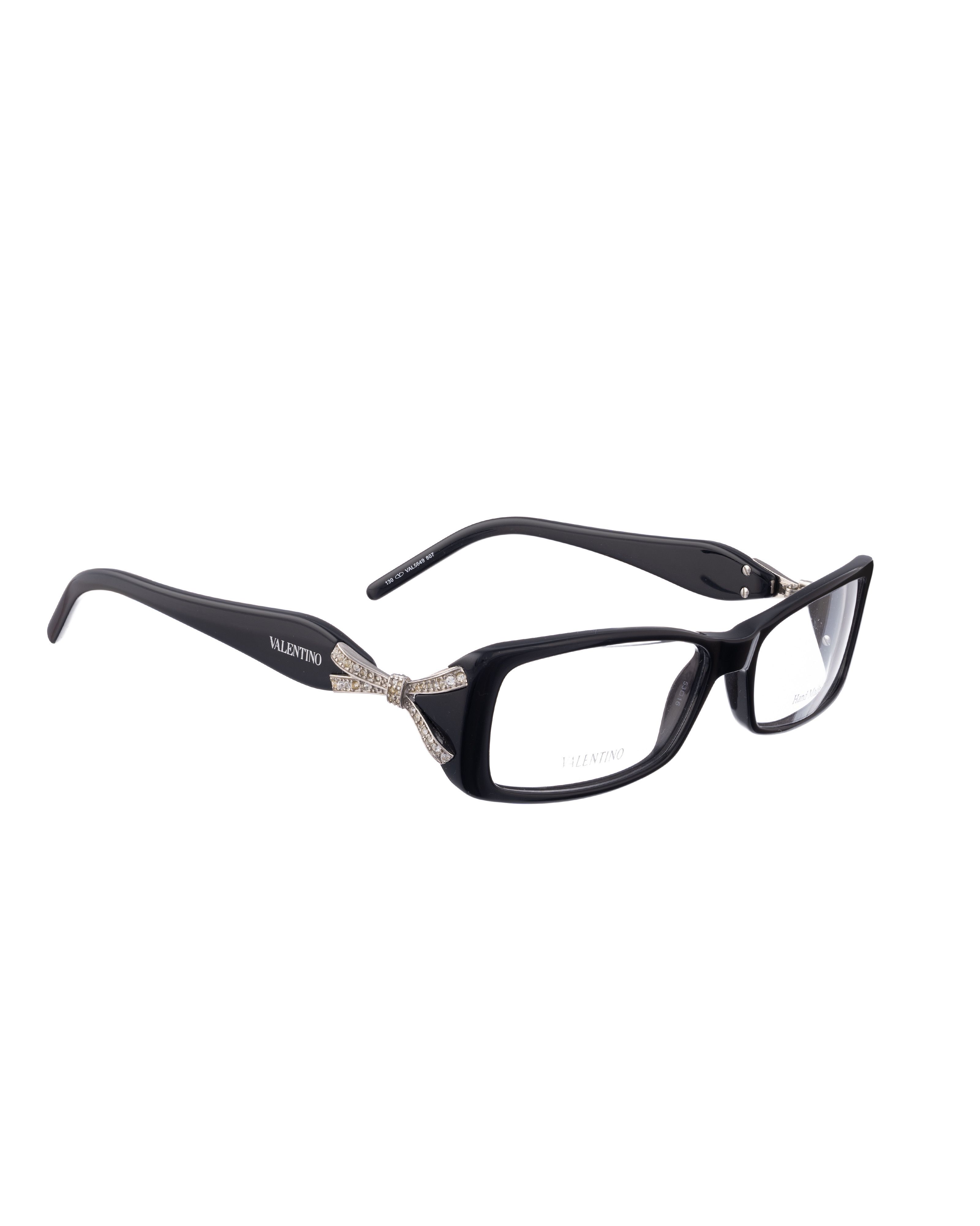 Valentino Valentino 00s Black Glasses with White Rhinestones Details Size ONE SIZE - 2 Thumbnail
