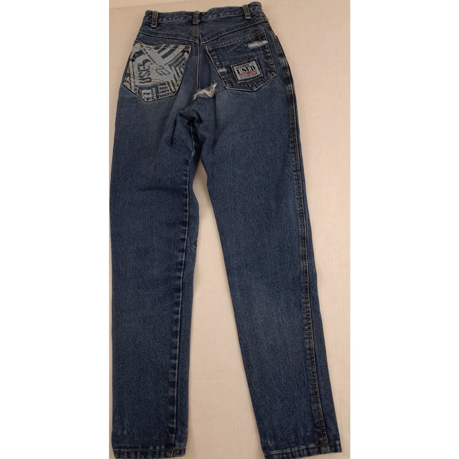 Denime VINTAGE Get Used Denim Jeans Women's 26 Blue Cotton 5-Pocket Straight Distressed Inseam 29 EUC Size 26" / US 2 / IT 38 - 7 Thumbnail