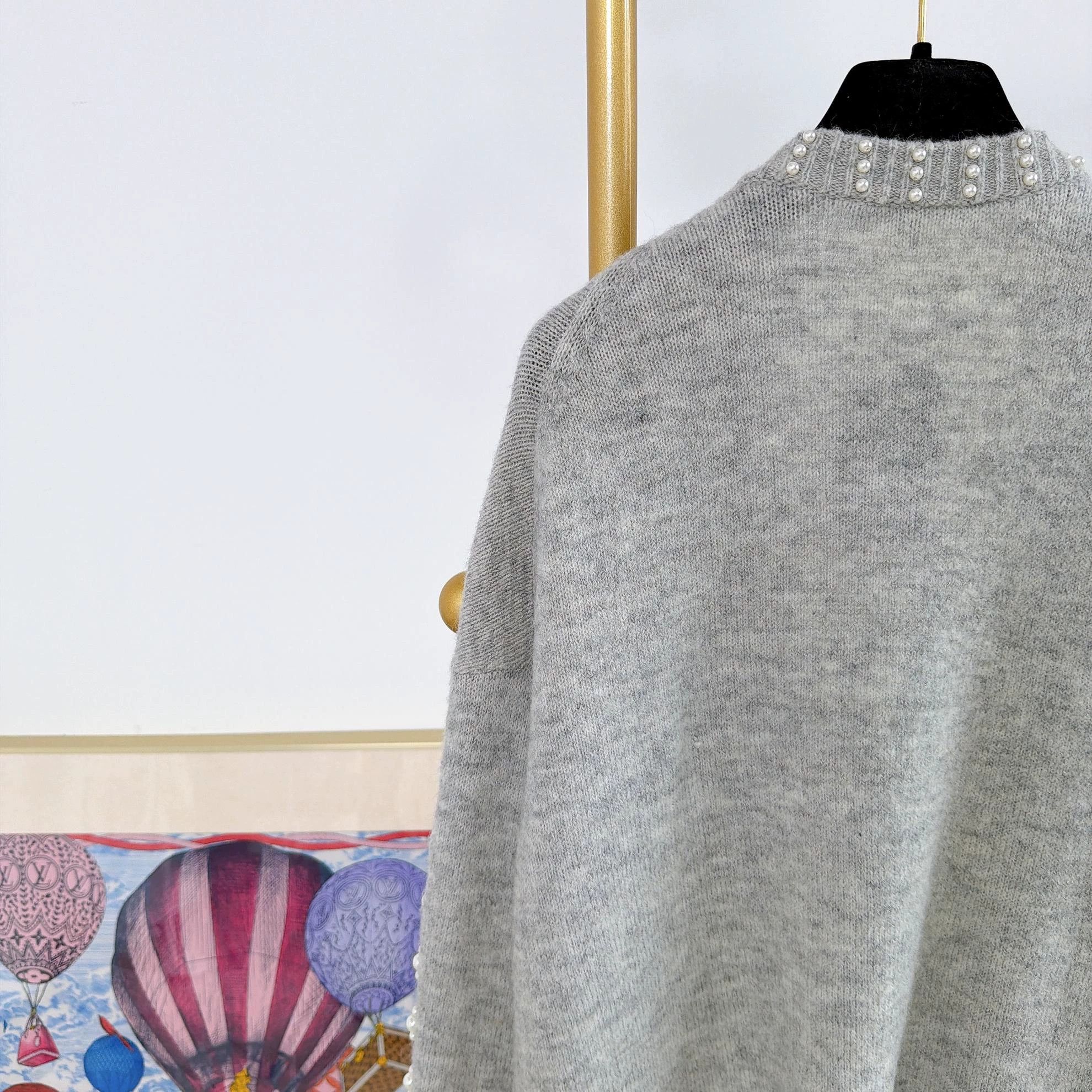 Maje Maje Gray Pearl-Embellished Knit Cardigan Size 2 Size XS / US 0-2 / IT 36-38 - 5 Thumbnail