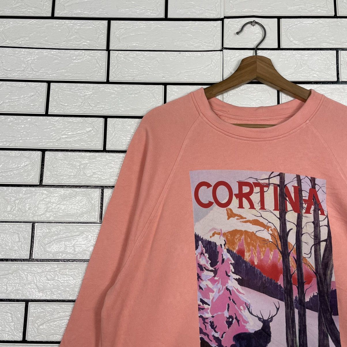 Japanese Brand Cortina Big Print Pink Crewneck Sweatshirt Size US M / EU 48-50 / 2 - 6 Thumbnail