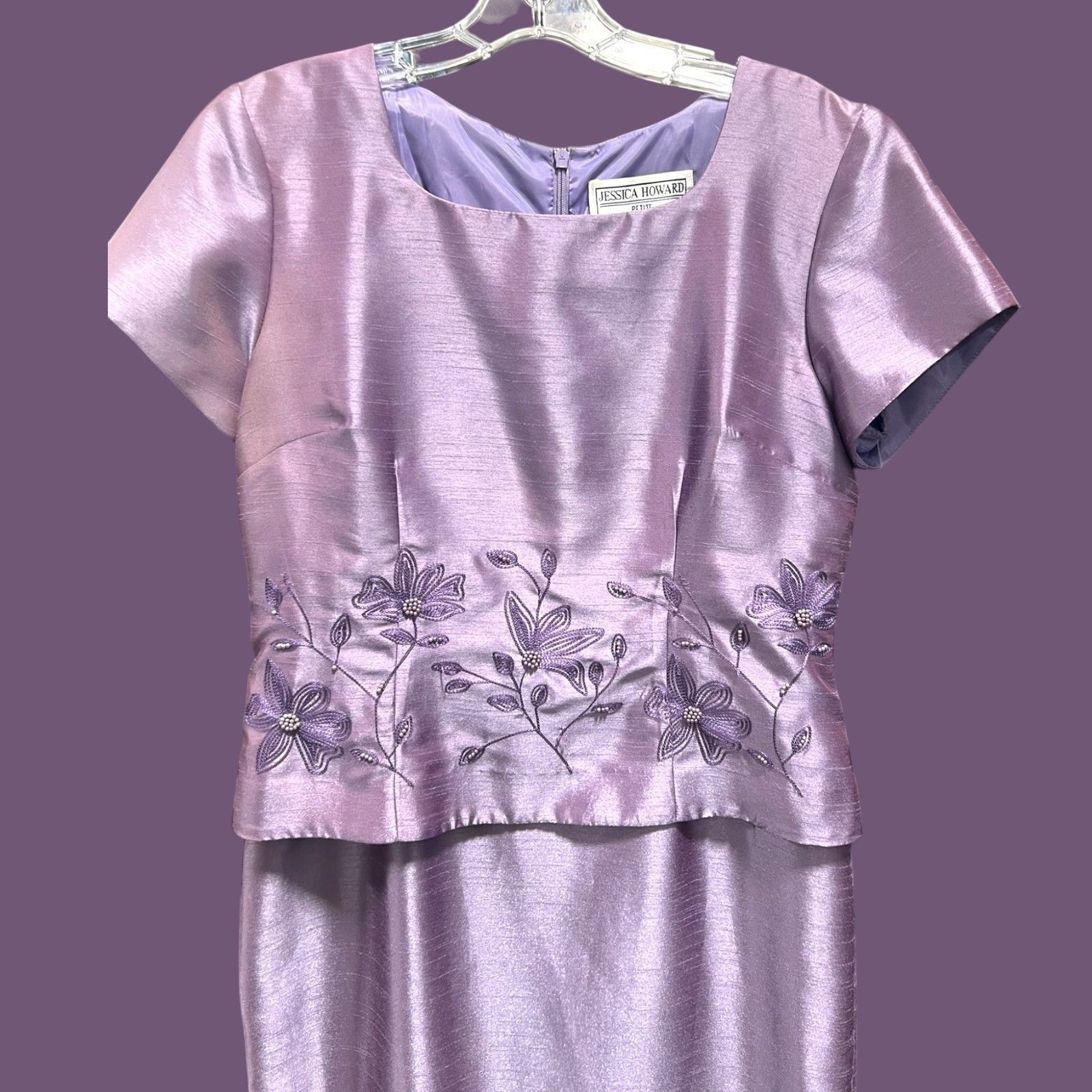 Other Jessica Howard Petite Lavender Embroidered Two-Piece Dress S Size L / US 10 / IT 46 - 2 Thumbnail