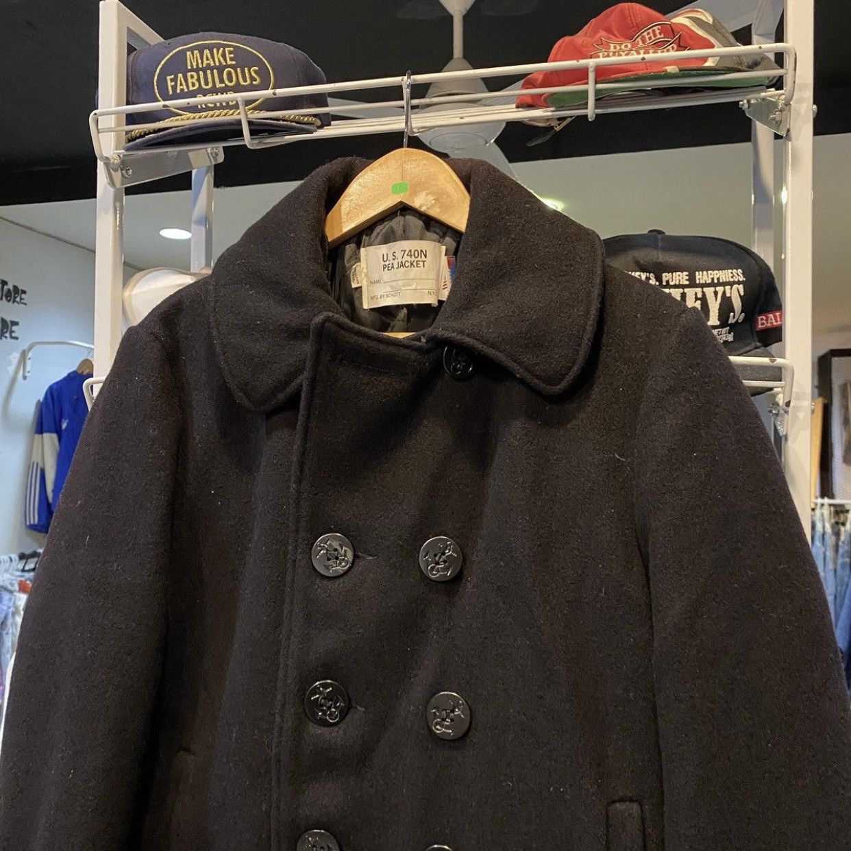 Schott Vtg Schott U.S 740N Pea Coat Wool Jacket - USA 38 Size US S / EU 44-46 / 1 - 4 Thumbnail