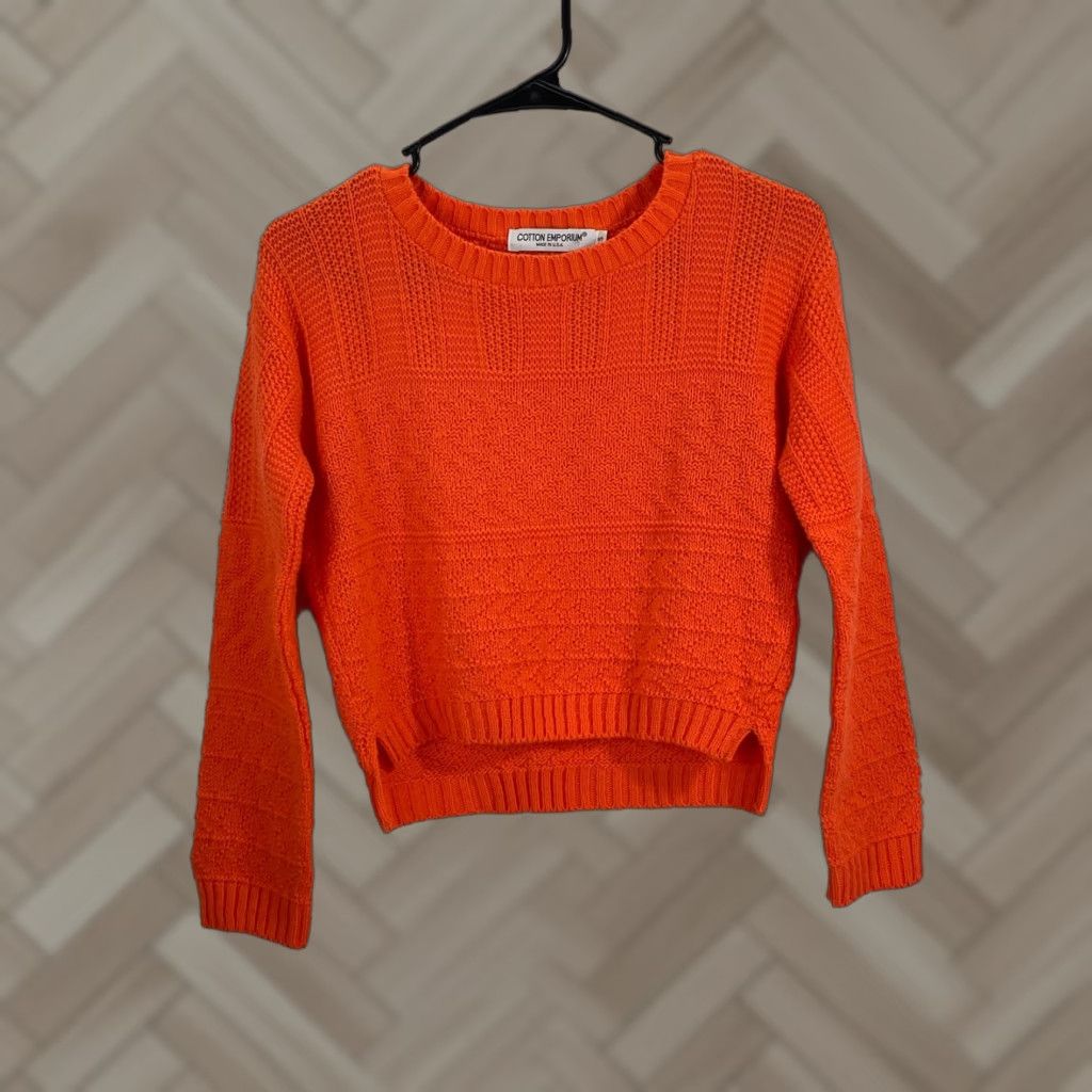 Vintage Cotton Emporium Women’s Orange Knit Crop Sweater Sz Small #623 Size S / US 4 / IT 40 - 1 Thumbnail