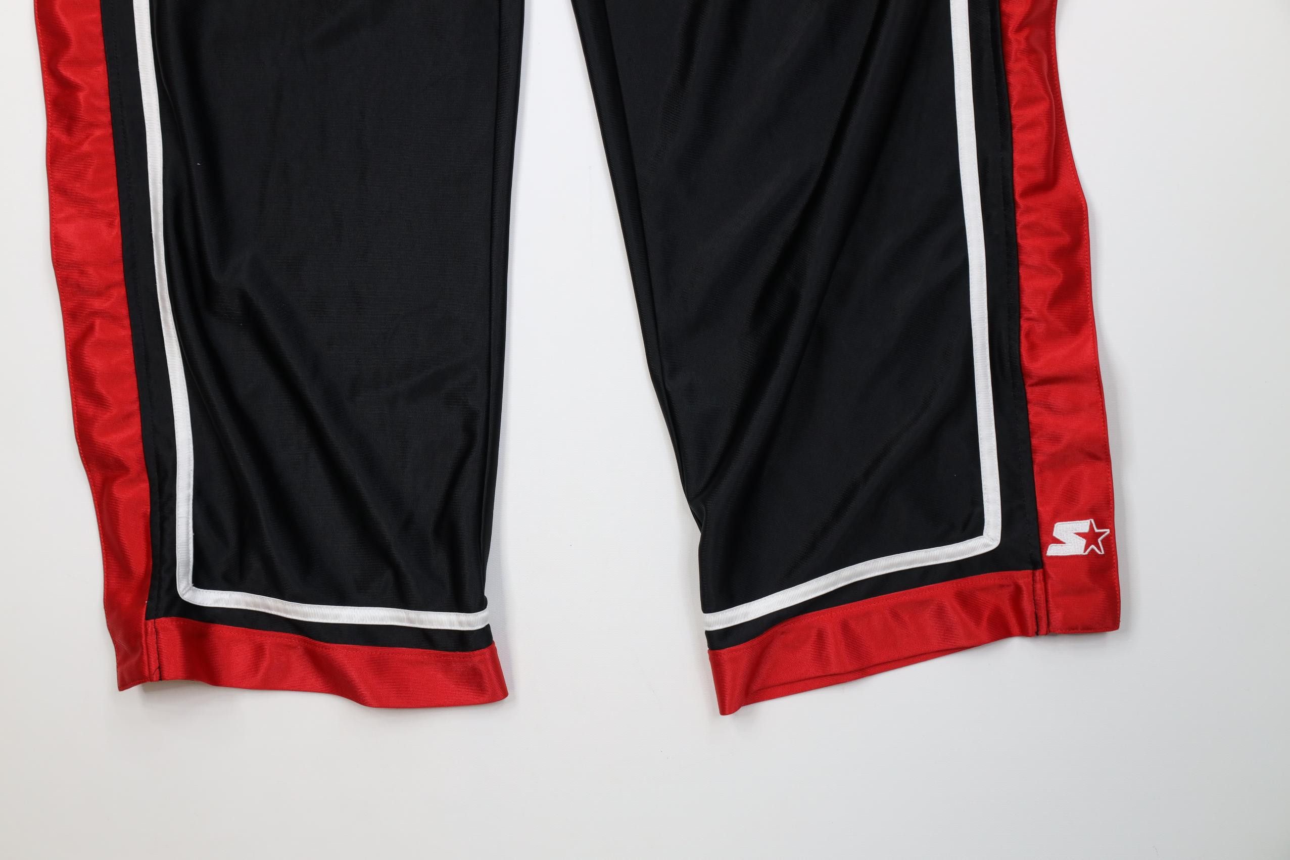 Starter Vintage 90s Y2K Starter Wide Leg Tearaway Pants Black Red Size US 36 / EU 52 - 4 Thumbnail