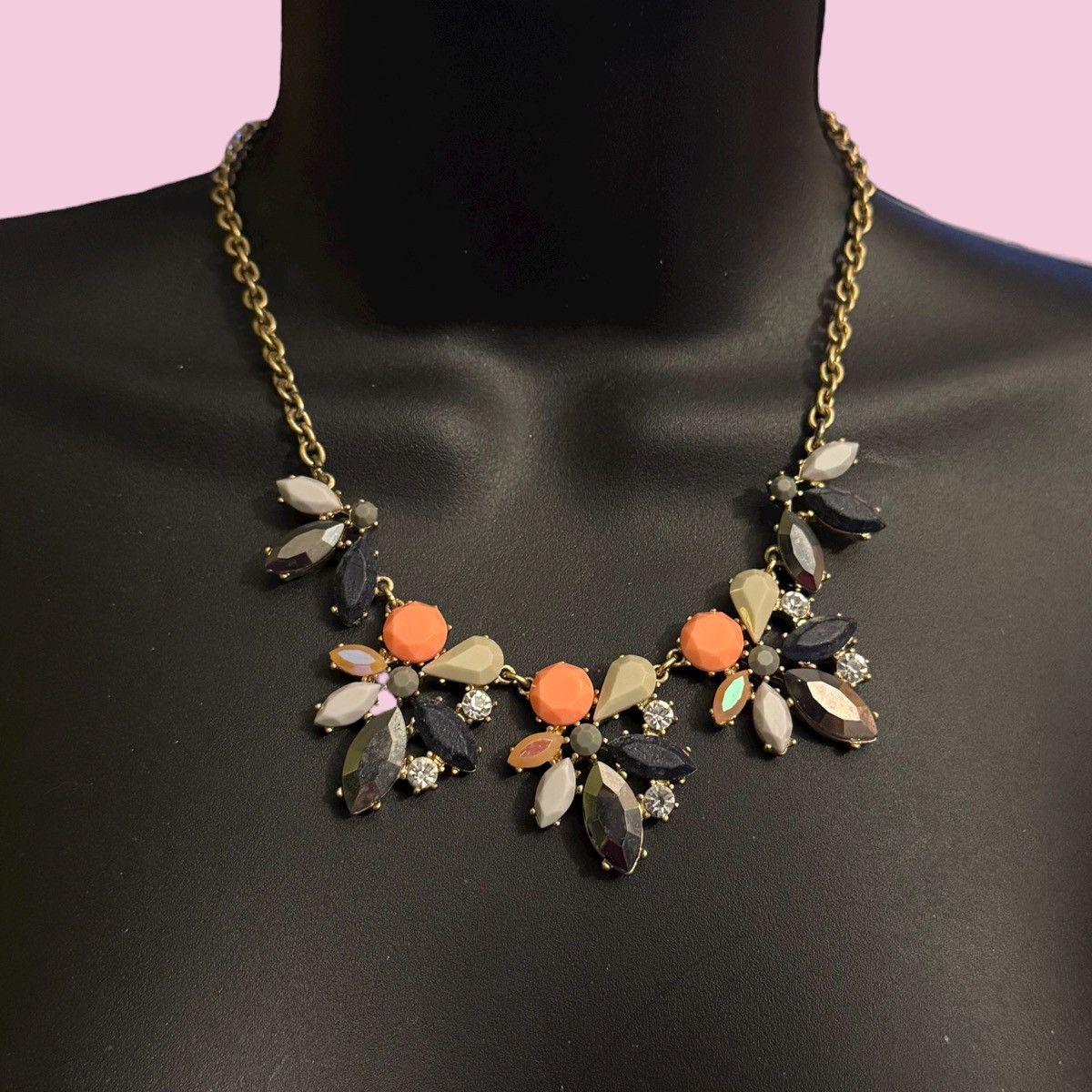 J.Crew J.Crew gold multicolor rhinestone floral statement necklace Size ONE SIZE - 1 Thumbnail