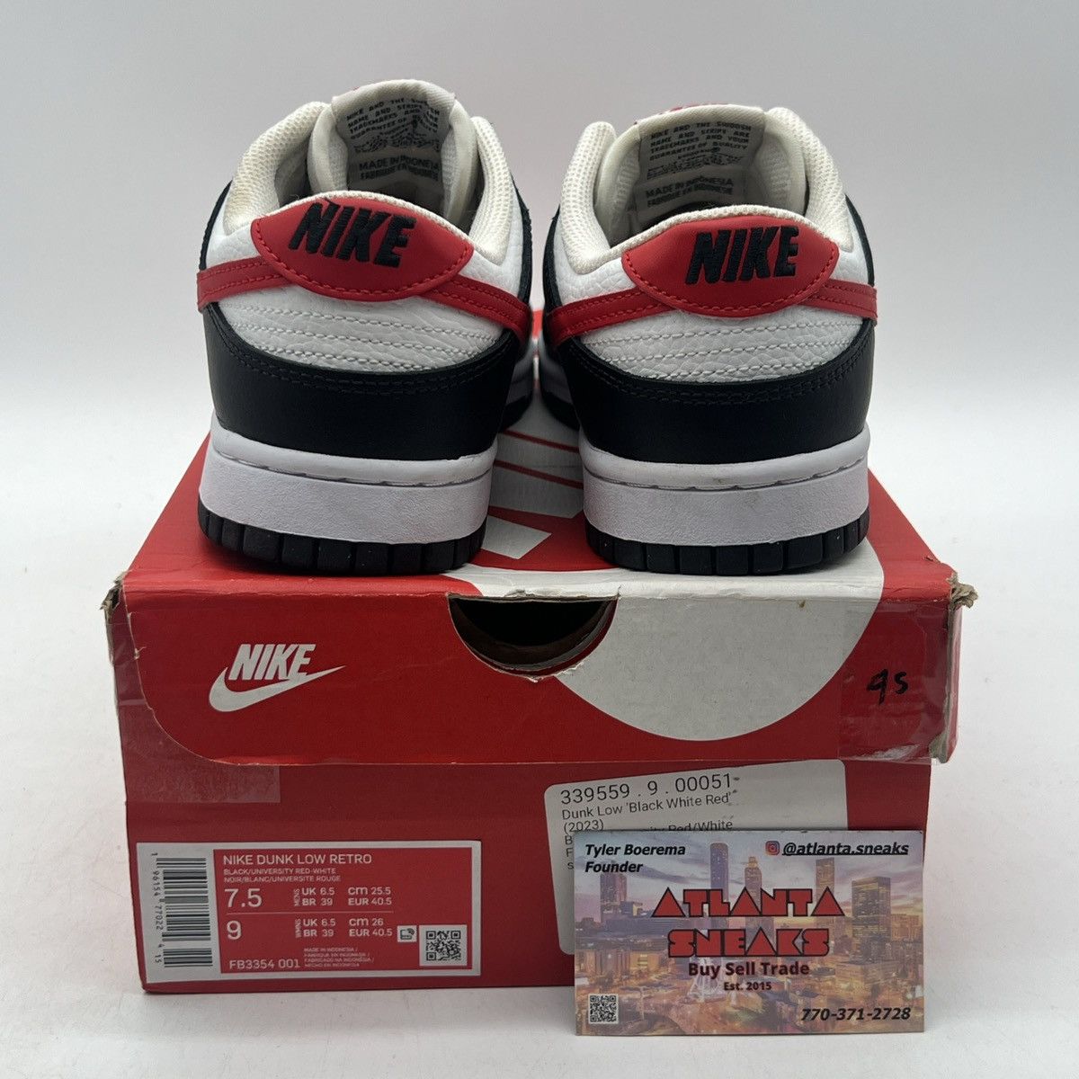 Nike Nike dunk low black white red Size US 7.5 / EU 40-41 - 3 Thumbnail