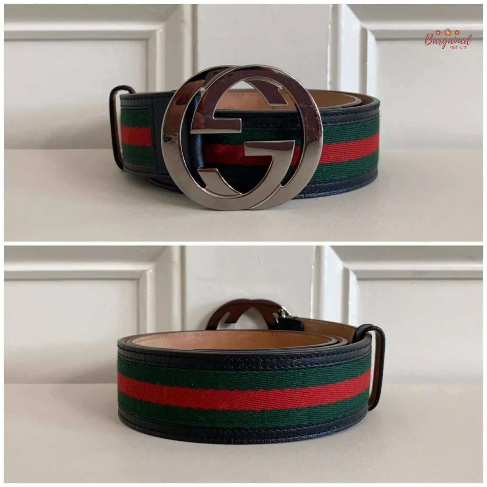 Gucci Gucci Web Green Red Canvas Silver Interlocking G Buckle Belt Grailed