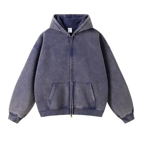 Japanese Brand Washed Distressed Loose Zipper Hoodie Sweatshirt y2k Size US XL / EU 56 / 4 - 1 Thumbnail