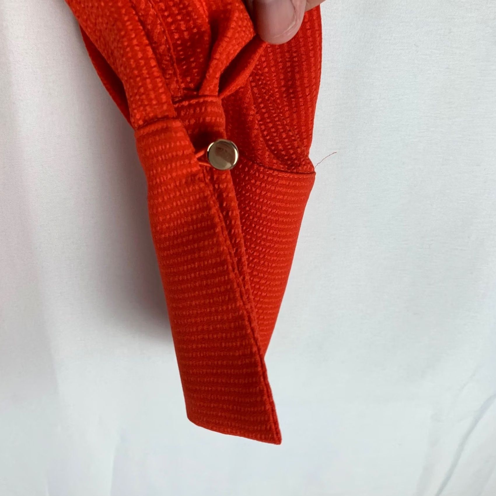 Vintage Halogen Blouse Womens Medium Orange Red V-Neck Long Sleeve Textured HLG11863 Size M / US 6-8 / IT 42-44 - 6 Thumbnail