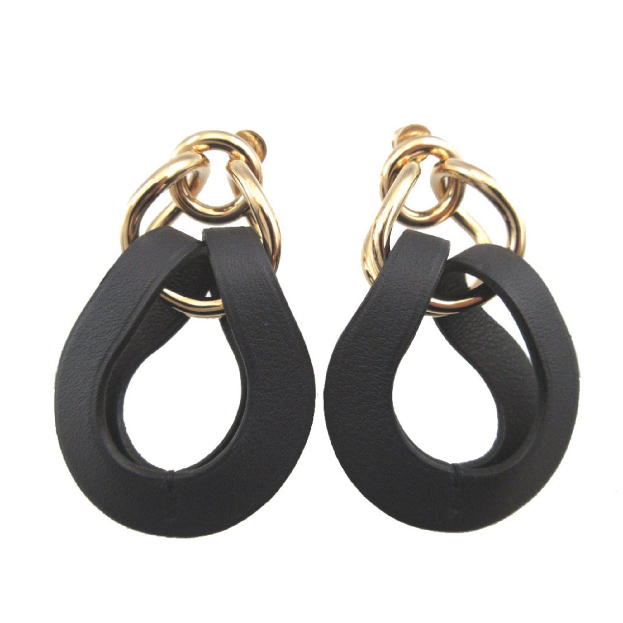 Hermes Like New Hermes Villevolte GM Leather Blue Indigo Earrings 0212HERMES Size ONE SIZE - 1 Thumbnail