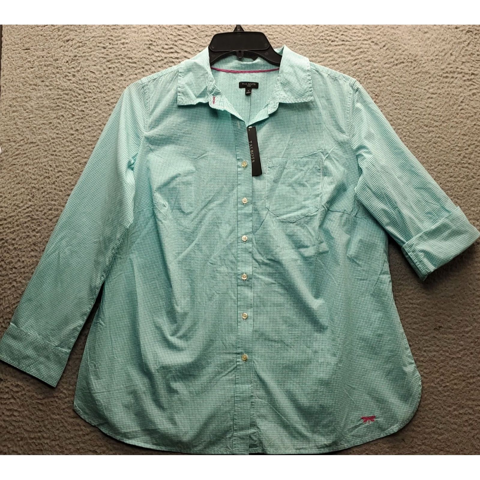 Talbots Talbots Shirt Womens 1X Top Multicolor Check Roll Tab Sleeve Collared Button Size XL / US 12-14 / IT 48-50 - 2 Thumbnail