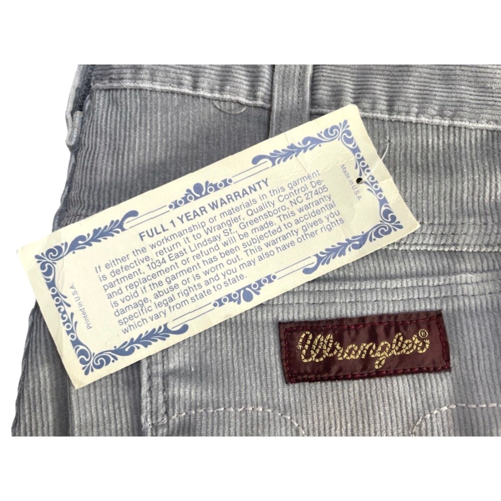 Wrangler VINTAGE Wrangler Corduroy Straight Leg Jeans Men 29x36 Gray NWT Deadstock 70s Size US 29 - 4 Thumbnail