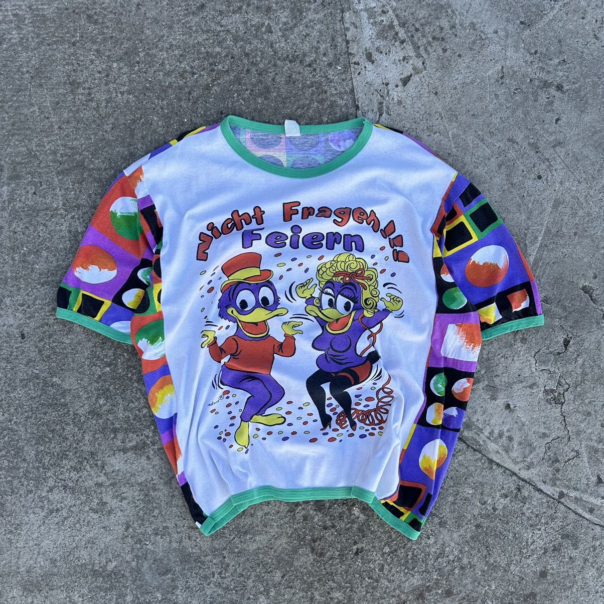 image of Cartoon Network x Vintage T-Shirts Nicht Fragen Feiern Andrea Style Usa Joke in White (Size 2XL)