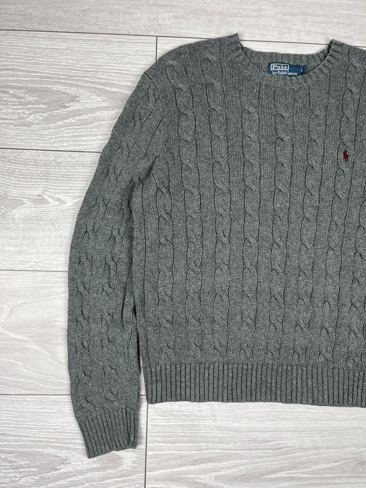 Polo Ralph Lauren Polo Ralph Lauren Vintage Cable Knit Grey Sweater Size US L / EU 52-54 / 3 - 3 Thumbnail