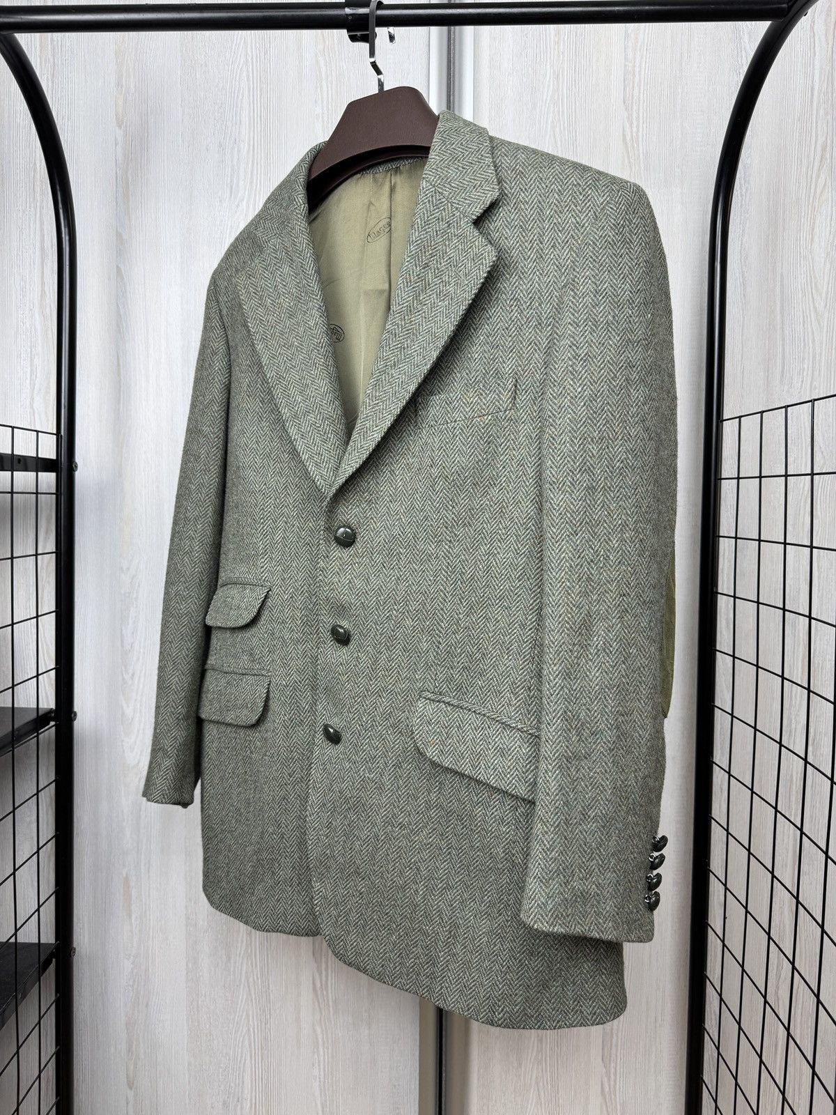 Magee Magee Donegal Tweed herringbone grey trim sport coat blazer Size 38R - 8 Thumbnail