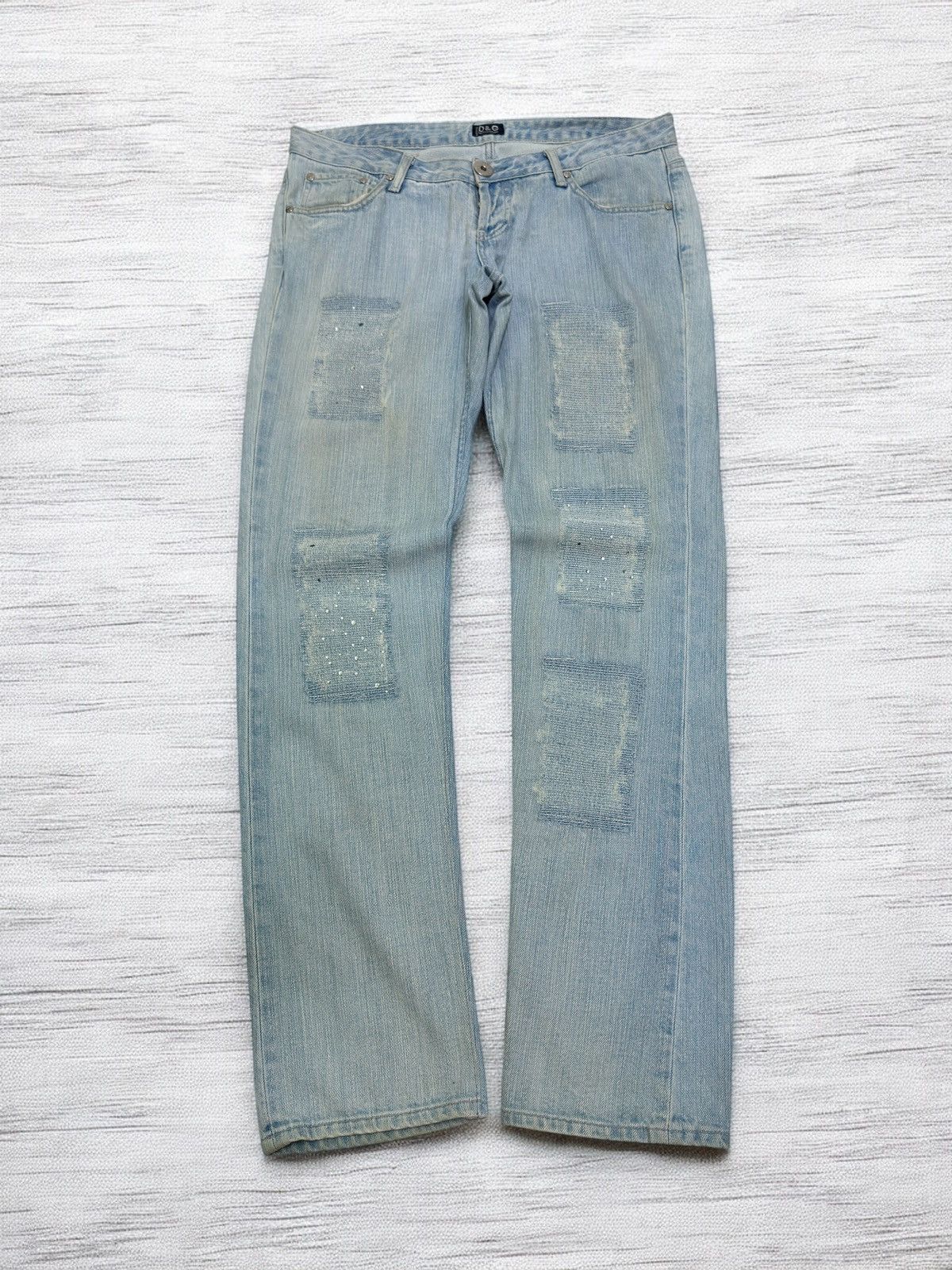 Dolce & Gabbana Dolce & Gabbana Zigzag Sun Faded Jeans Rare Swarovski Style Size US 34 / EU 50 - 1 Thumbnail