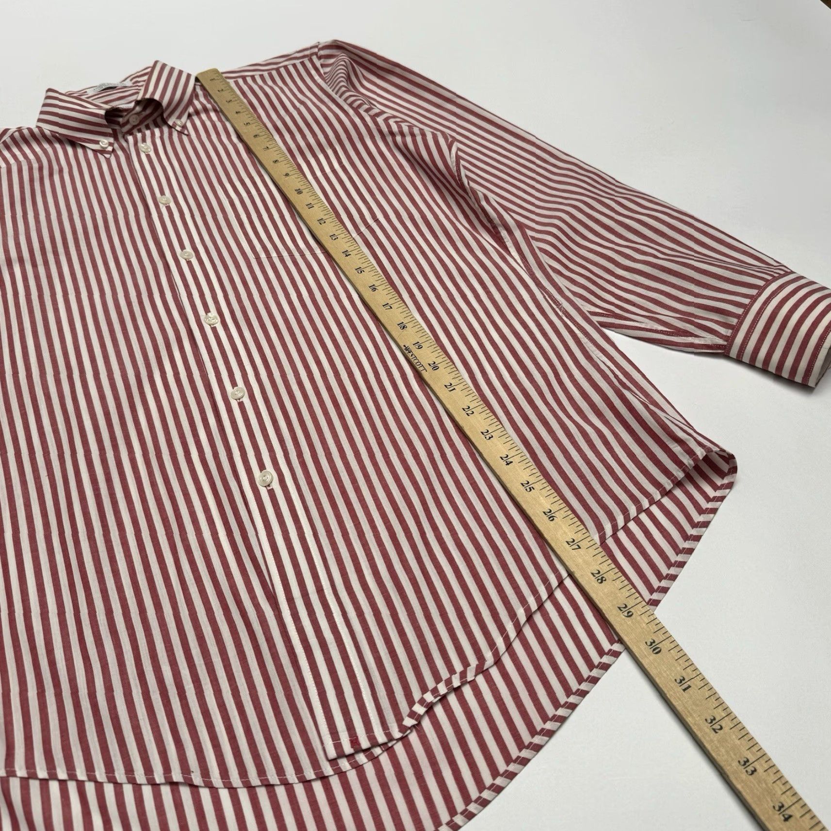 Vintage VINTAGE Marshall Field & Co True 50s Small English Poplin Long Sleeve Shirt S Orange Cotton Sanforized United States Mens Size US S / EU 44-46 / 1 - 5 Thumbnail