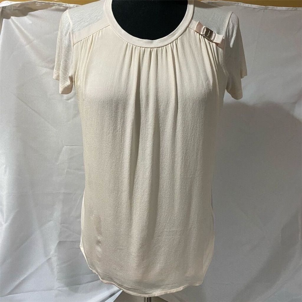 Salvatore Ferragamo Salvatore Ferragamo Women's XS Ivory Short Sleeve Blouse Size XS / US 0-2 / IT 36-38 - 1 Thumbnail