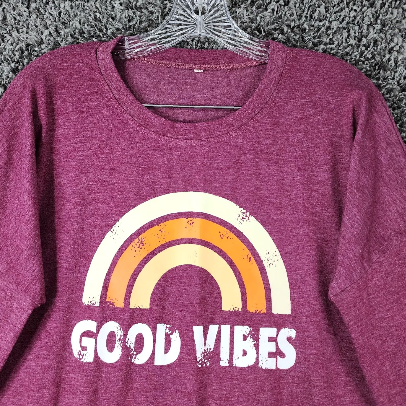 Vintage UNBRANDED Women's Purple Long Sleeve T-Shirt with Pockets, Size M, Good Vibes Size M / US 6-8 / IT 42-44 - 3 Thumbnail