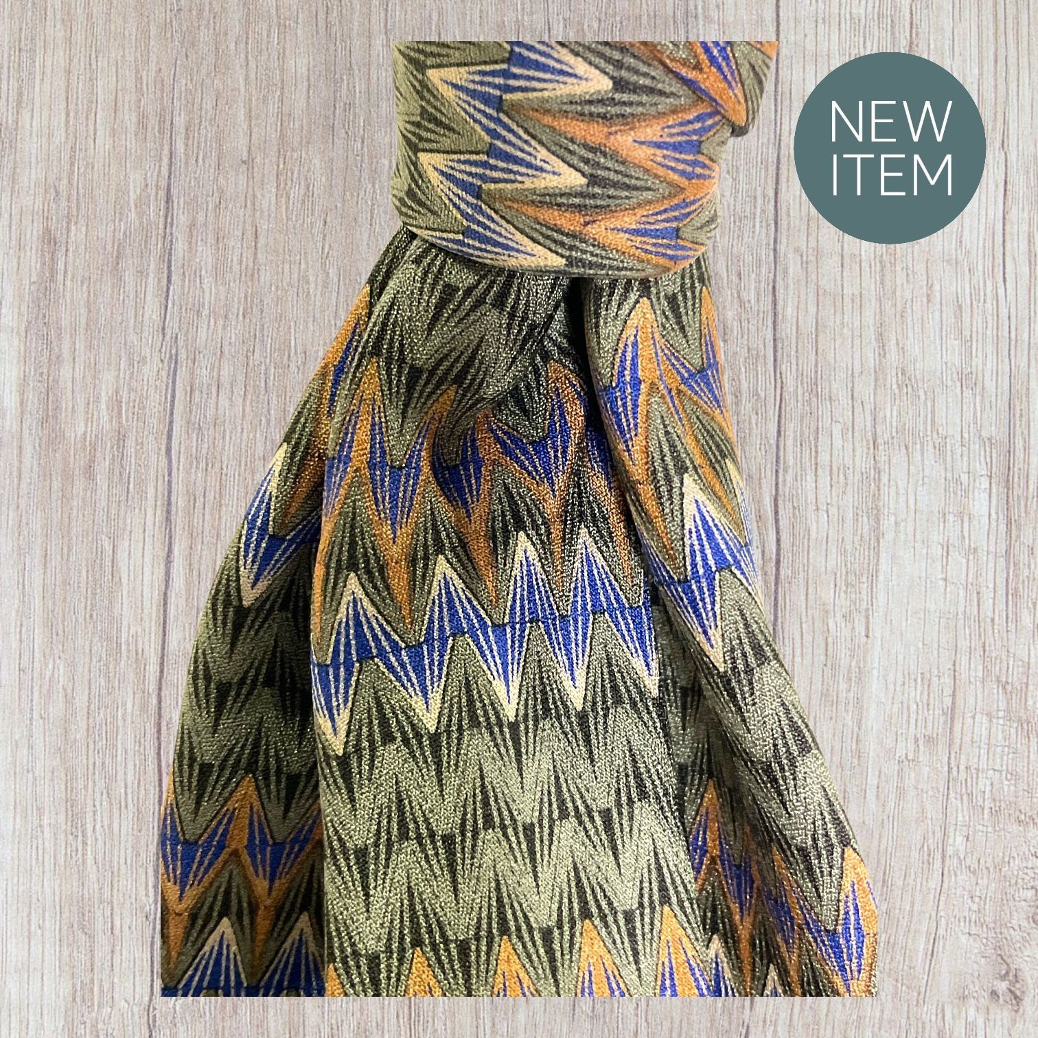 Croft & Barrow Croft & Barrow Zigzag Pattern Silk Tie - Green Yellow & Blue Size ONE SIZE - 1 Thumbnail