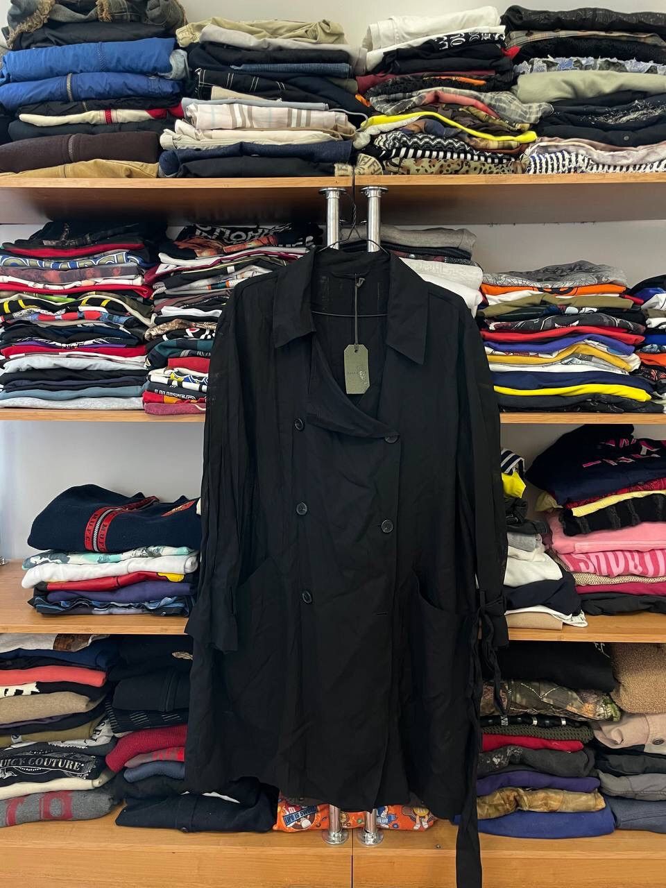 Allsaints Allsaints Avant Garde Basic Total Black Bria Trench Coat Size L / US 10 / IT 46 - 1 Thumbnail