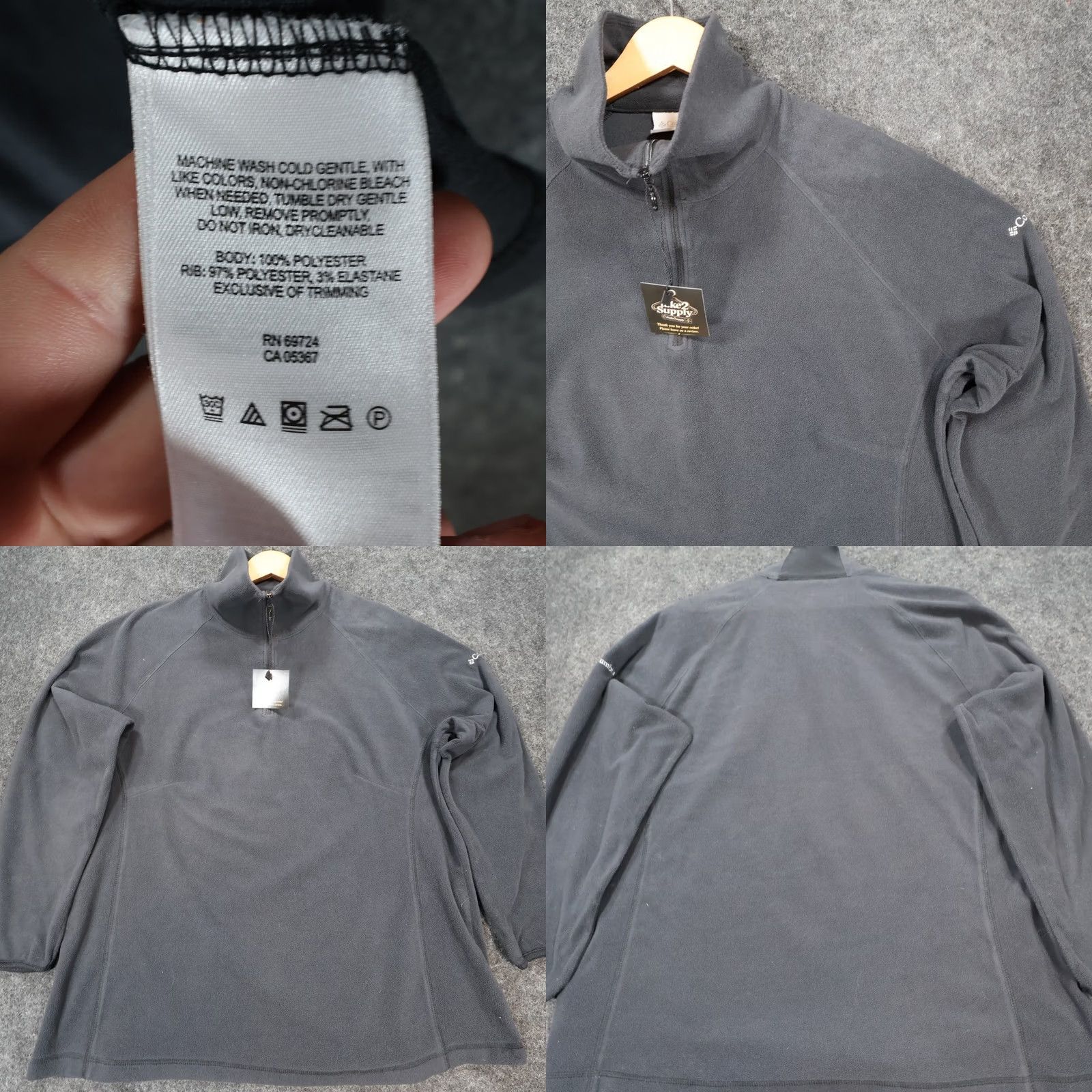 Vintage Columbia Womens 1X Charcoal Gray Fleece Pullover Top Quarter Zip Size XL / US 12-14 / IT 48-50 - 8 Thumbnail
