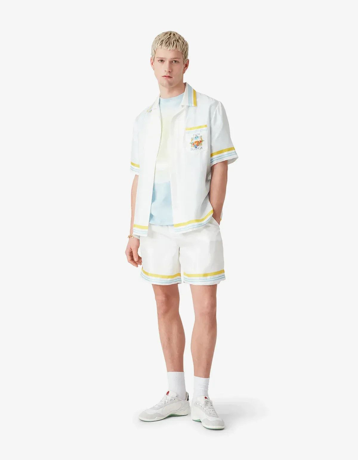 Casablanca Casablanca White Tennis Landscape Short Sleeve Silk Shirt Size US M / EU 48-50 / 2 - 3 Thumbnail