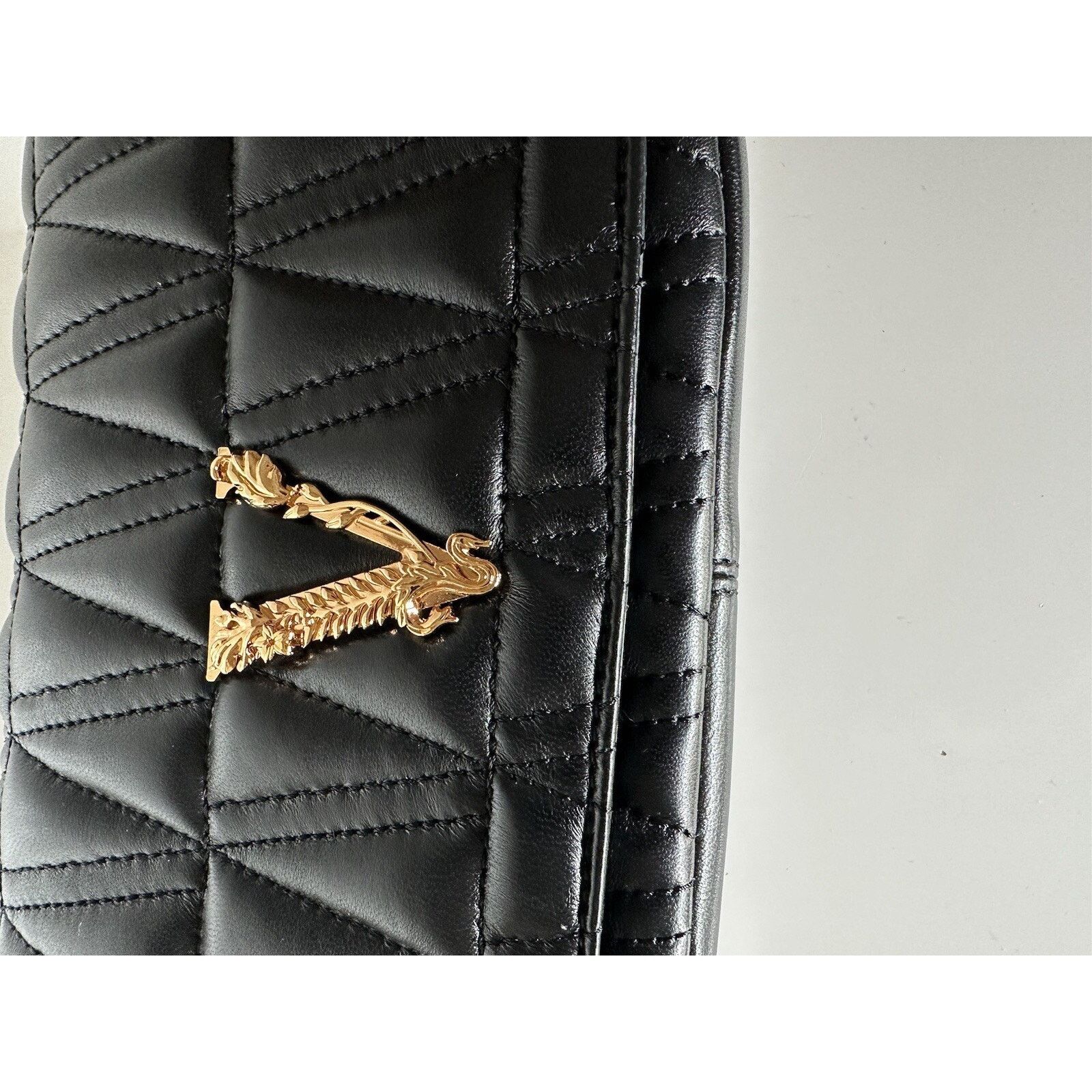 Versace Versace Virtus Quilted Leather Black Crossbody Bag DBFH821 Size ONE SIZE - 10 Thumbnail