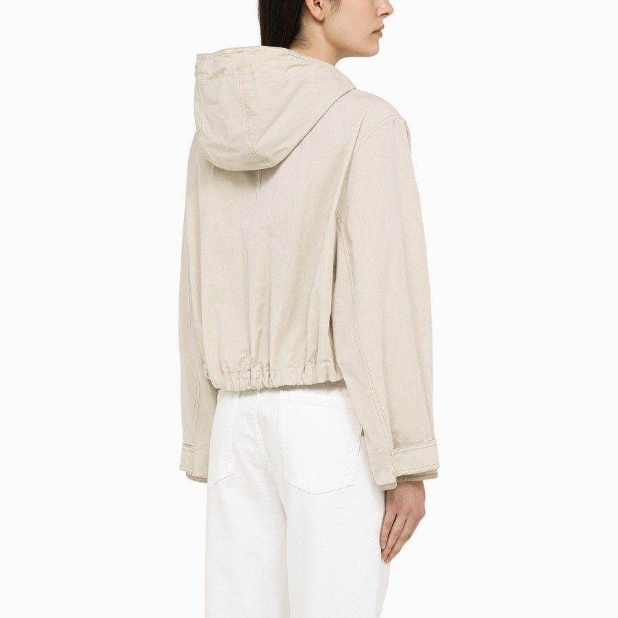 Brunello Cucinelli o1d2blof0824 Cotton-Blend Jacket in Beige Size S / US 4 / IT 40 - 3 Thumbnail