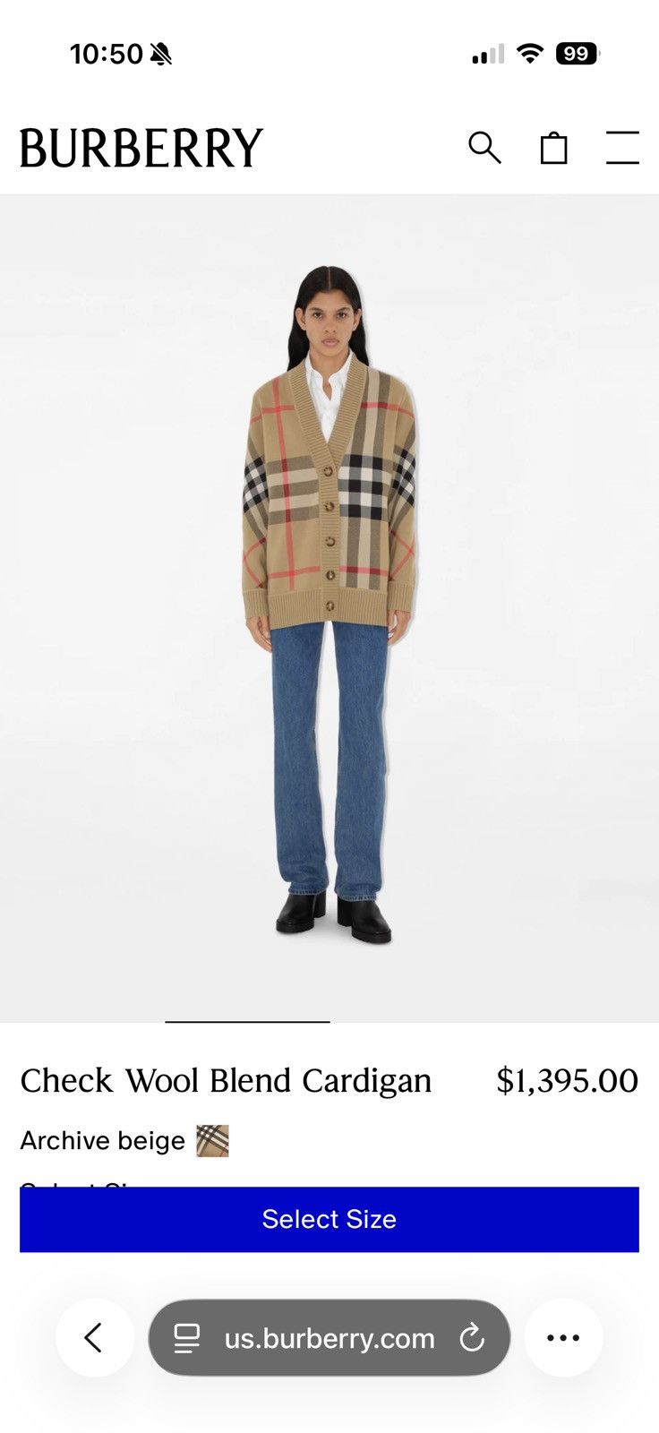 Burberry Burberry Check Wool Blend Cardigan (Womens Medium) Size M / US 6-8 / IT 42-44 - 3 Thumbnail