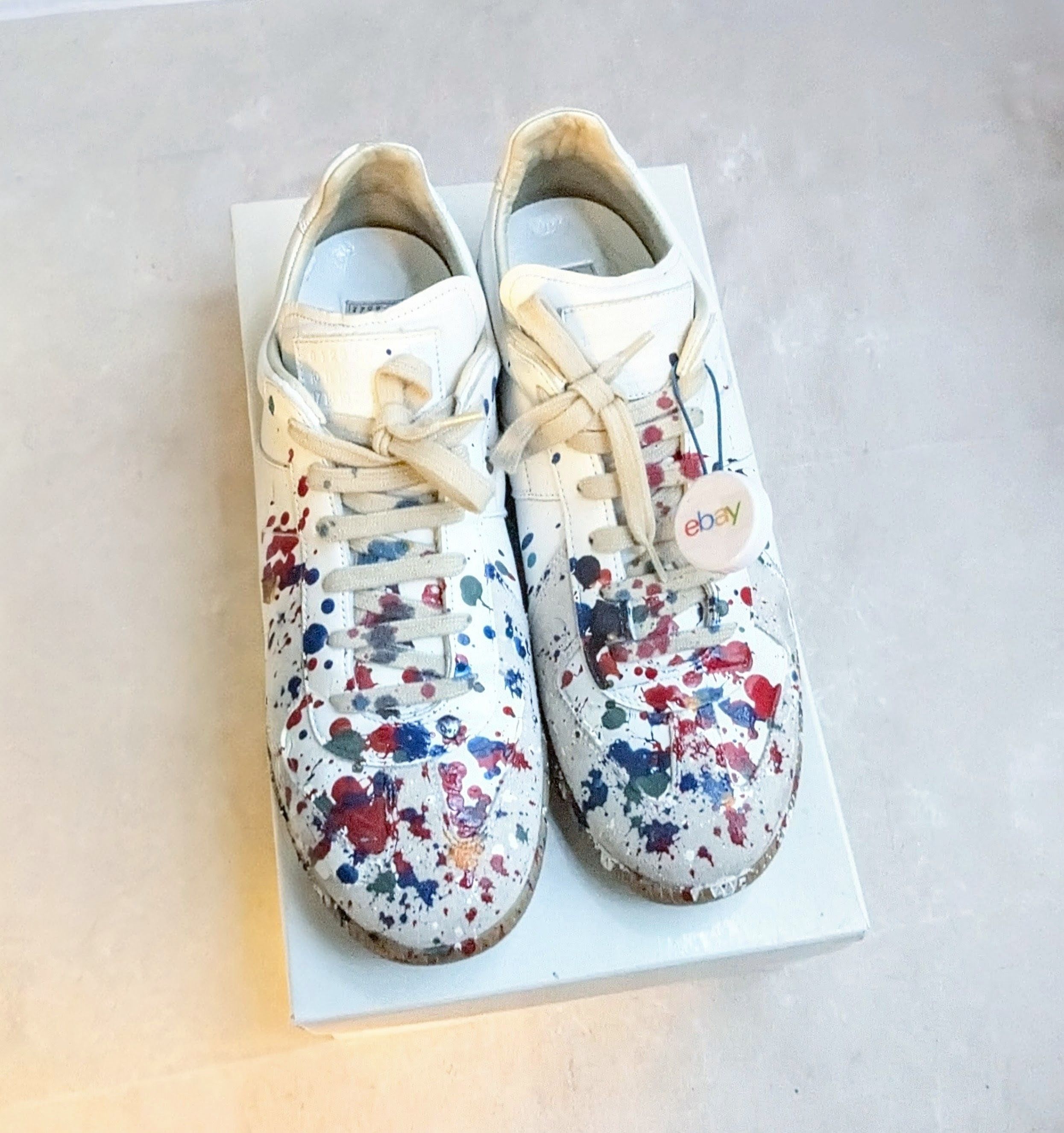Maison Margiela Maison Margiela GAT Replica Paint Splatter 10 43 White Low Size US 10 / EU 43 - 2 Thumbnail
