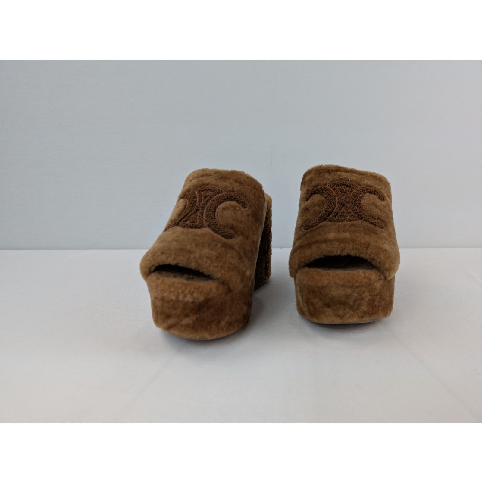 Celine o1rshd1 Elena Mule in Shearling Sandal slipper in Brown Size US 9 / IT 39 - 7 Thumbnail