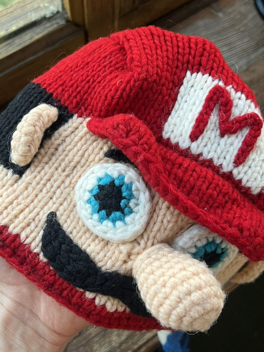 Hat Club Vintage Y2K Super Mario 90s handmade Knit Beanie Hat Cosplay Size ONE SIZE - 17 Thumbnail
