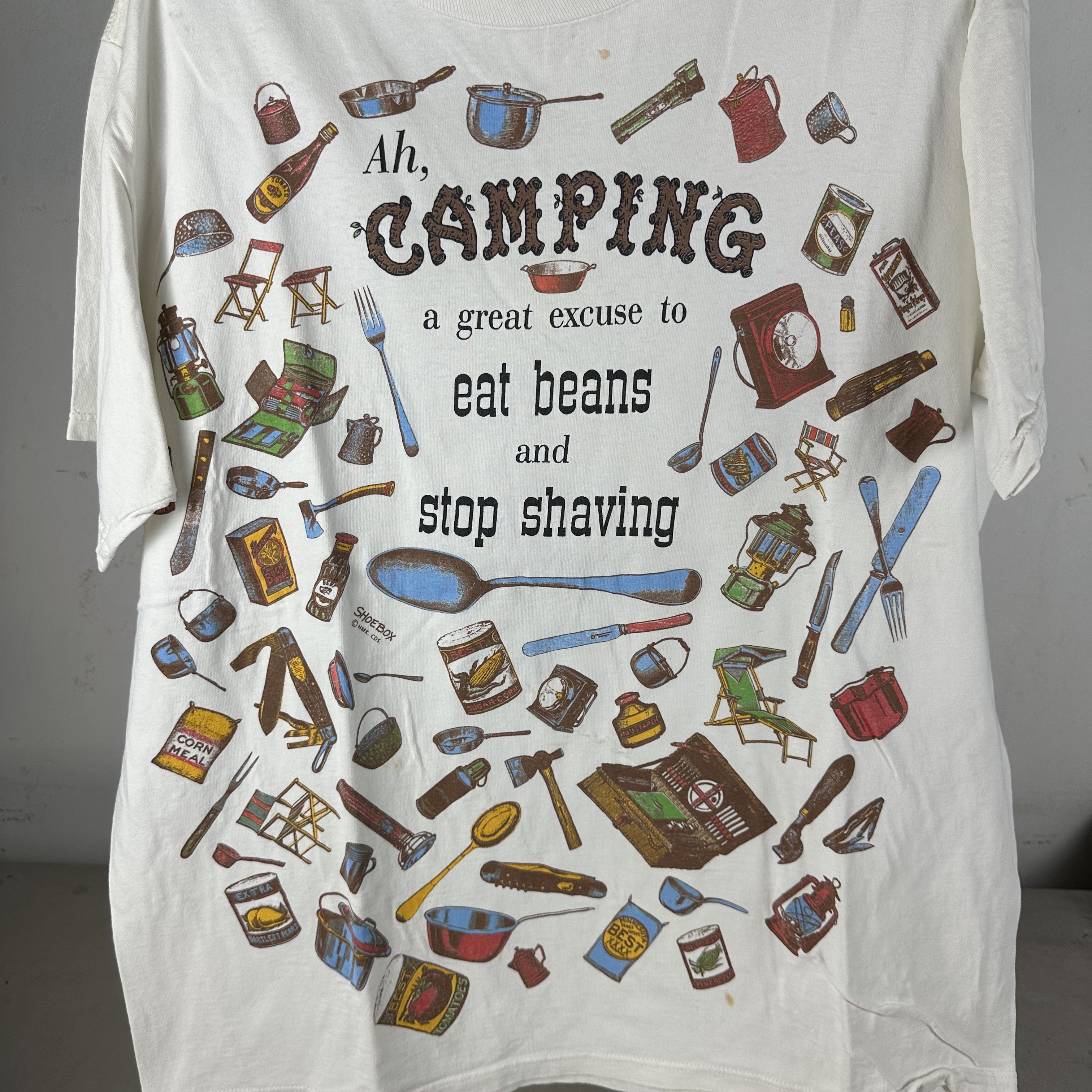 Vintage ​​​​Camping A Great Excuse to Eat Beans and Stop Shaving Tee Size US XL / EU 56 / 4 - 2 Thumbnail