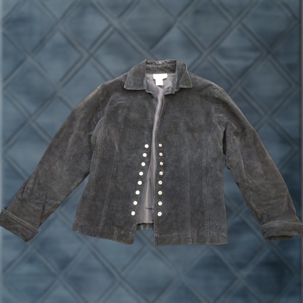 Coldwater Creek Coldwater Creek Jacket Womens Medium Black Suede Leather Snap Button Front Lined Size M / US 6-8 / IT 42-44 - 1 Thumbnail