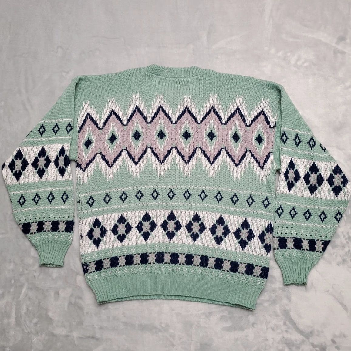 Vintage VINTAGE FDS Sweater Men L Green Diamond Geometric Grandpa Core Boxy Y2K 90s Crew Neck Knit Pullover Casual Mens Size US L / EU 52-54 / 3 - 5 Thumbnail