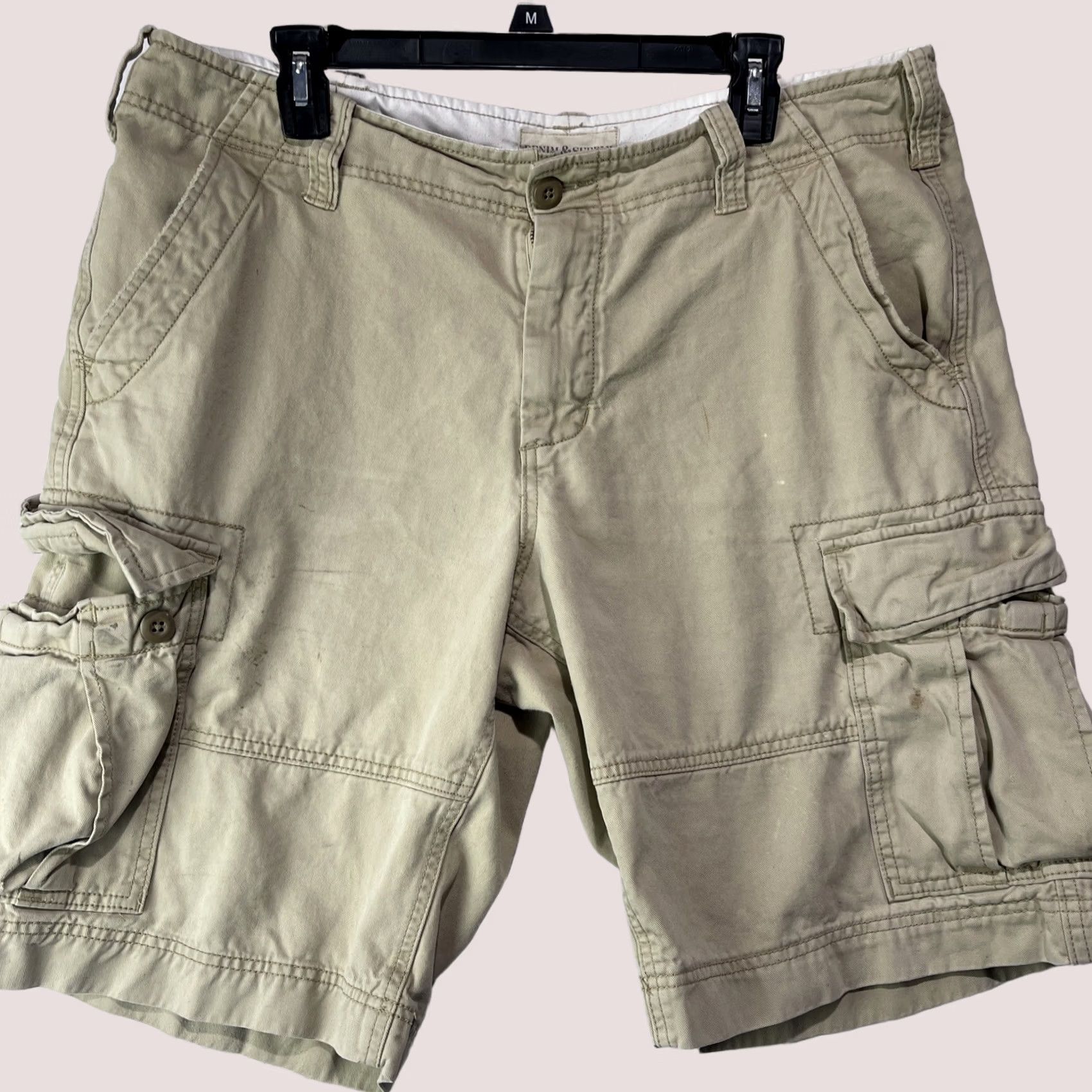 Ralph Lauren Denim & Supply Ralph Lauren Cargo Shorts Mens 36 Beige Cotton Denim Front Pocket Zipper Casual Workwear Vintage No Size US 36 / EU 52 - 1 Thumbnail