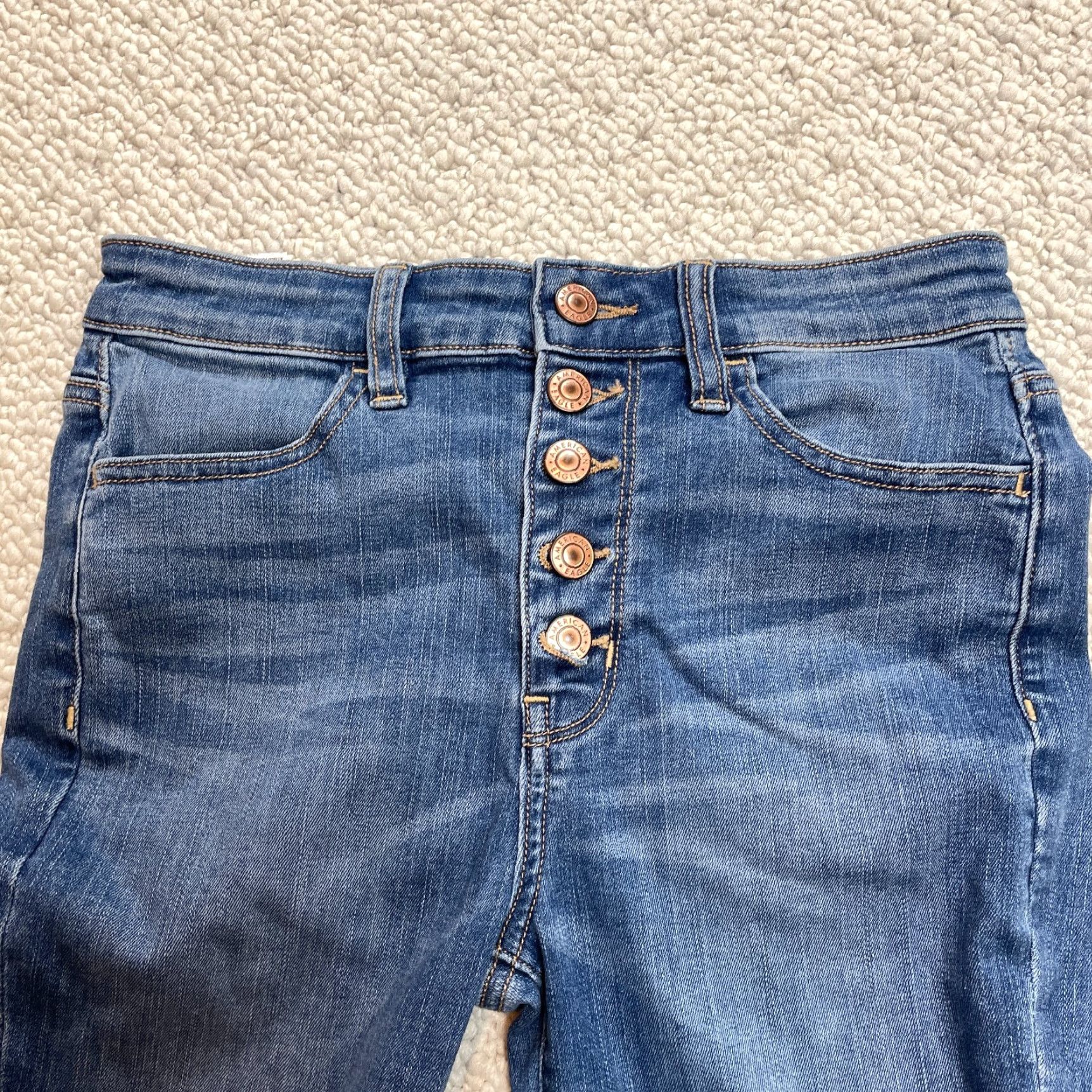American Eagle Outfitters American Eagle Jeans Womens 4 Short Blue Denim Next Level Stretch Super Jegging Size 27" / US 4 / IT 40 - 6 Thumbnail