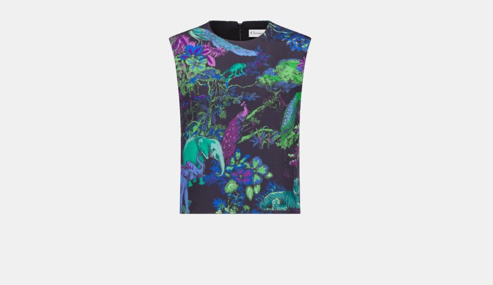 Dior o1w1db10824 Wool & Silk Sleeveless Top in Multicolor Size XS / US 0-2 / IT 36-38 - 1 Thumbnail