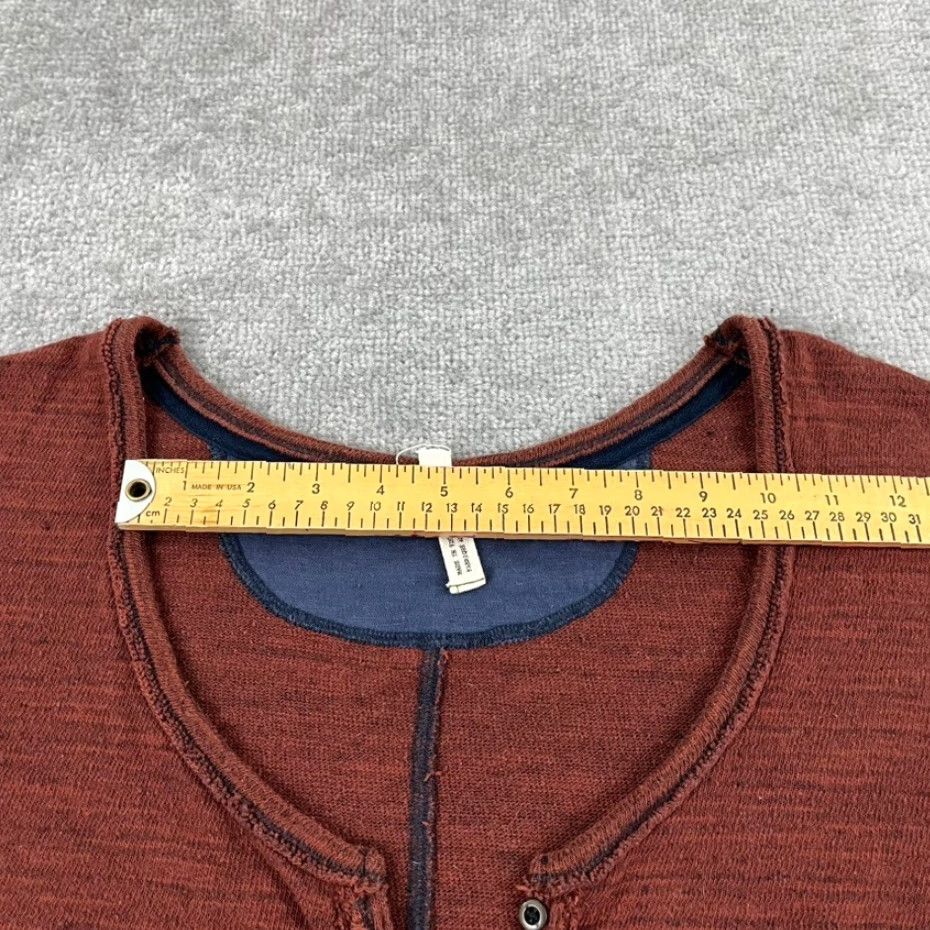 Free People FREE PEOPLE Top Womens PS Small Beach Haven Rusty Red Henley Tee Cotton Roll Tab Shirt Petite Womens Mens? Size S / US 4 / IT 40 - 5 Thumbnail