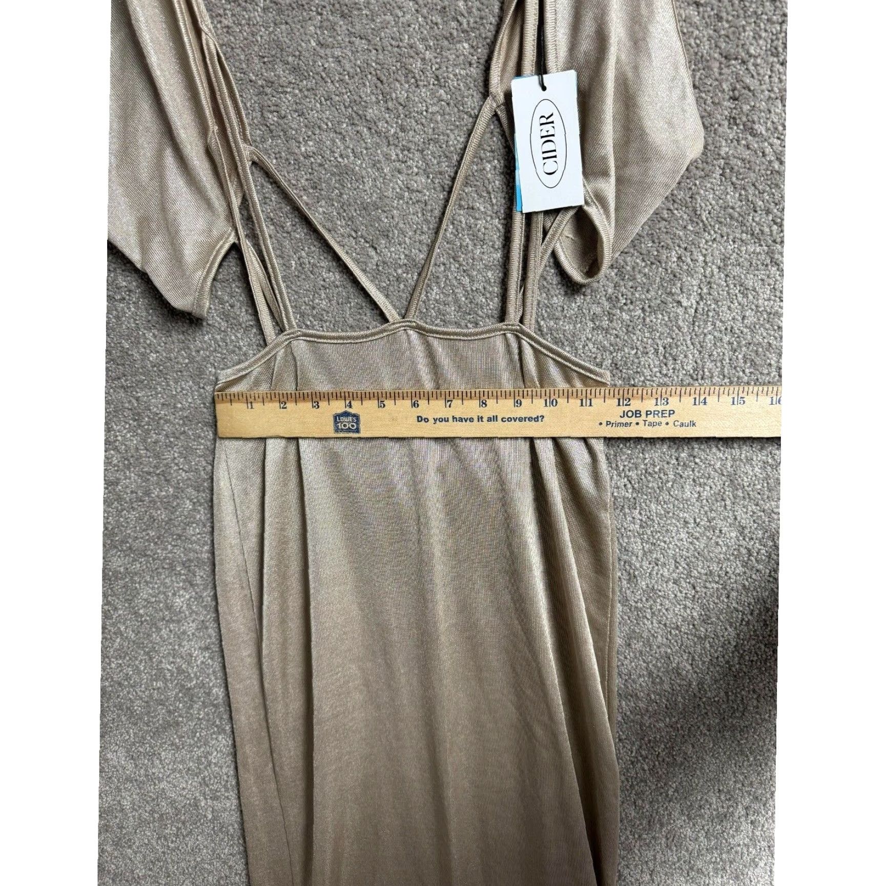 Cider Cider Slip Dress M Midi Slinky Satin Y2K Coquette Evening Wear Glamorous Prom Dress Sleeveless V-Neck Satin Gold Womens Reg; Party Cocktail Womens Size M / US 6-8 / IT 42-44 - 7 Thumbnail