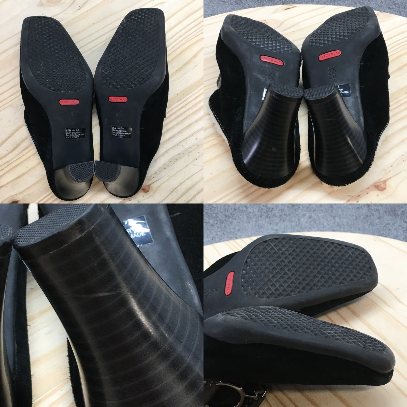 Vintage Aerosoles Sandals Womens 9.5 B Casual Slip On Lined Mules Black Suede Heels Size US 10 / IT 40 - 8 Thumbnail