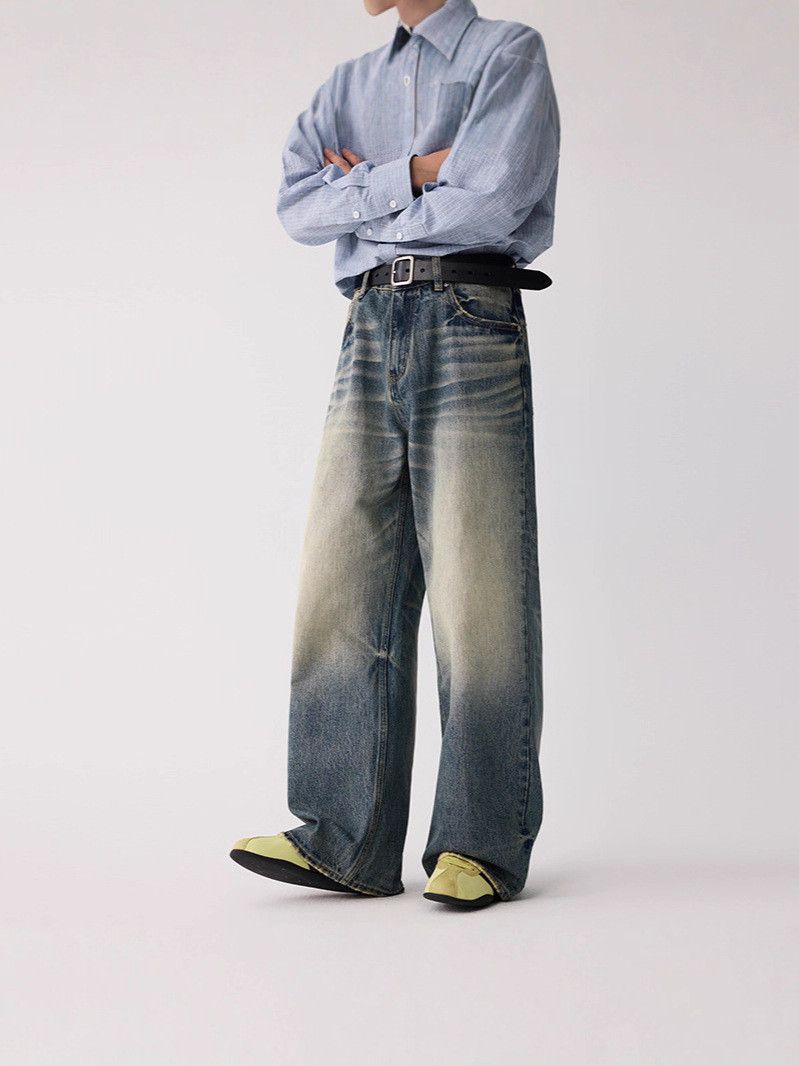 Vintage Men's High-Street Washed & Distressed Whiskered Jeans Size US 32 / EU 48 - 2 Thumbnail