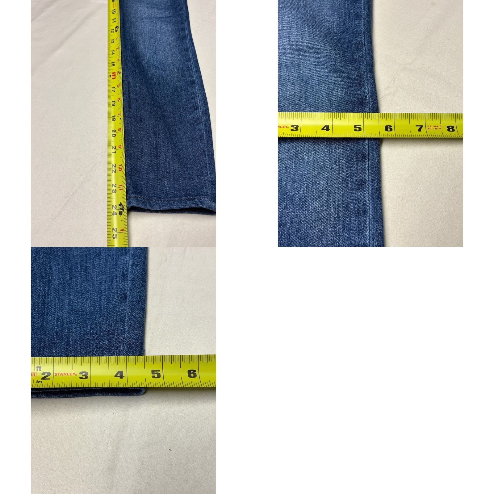 Frame FRAME Le High Skinny Jeans Saxon Blue Distressed Denim Womens High Rise Slim 5-Pocket Zipper Logo Cotton Blend Spandex Wearable Everyday Jeans Womens Size 42" / US 20 - 9 Thumbnail