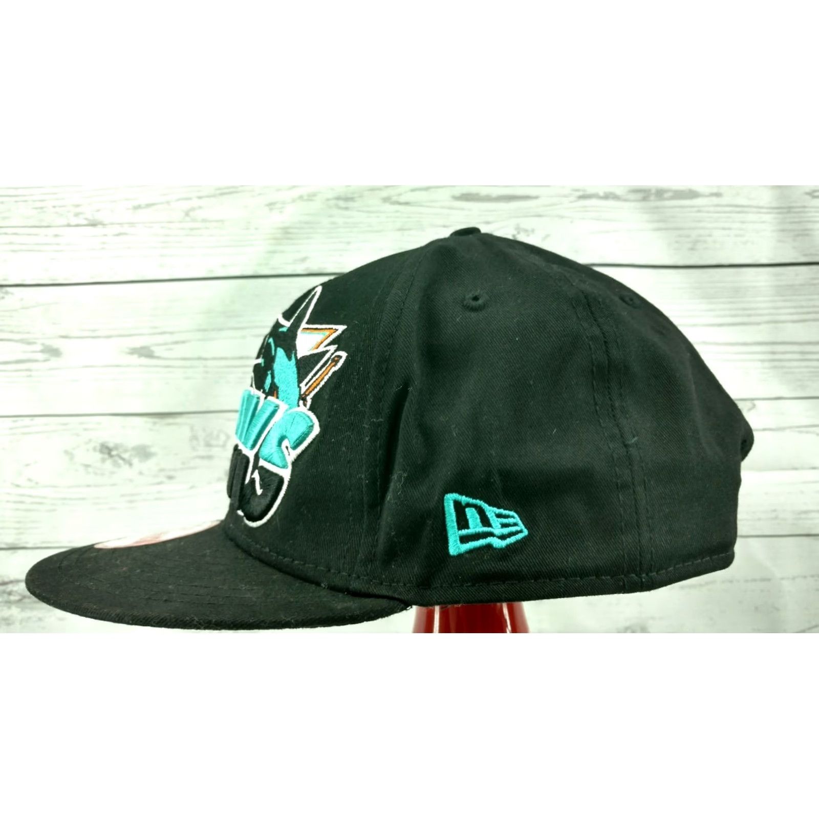 New Era New Era NHL San Jose Sharks Classic Snapback Hat Big Front Letter Logo Cap Mens Adjustable Black Blue Cap Size ONE SIZE - 5 Thumbnail