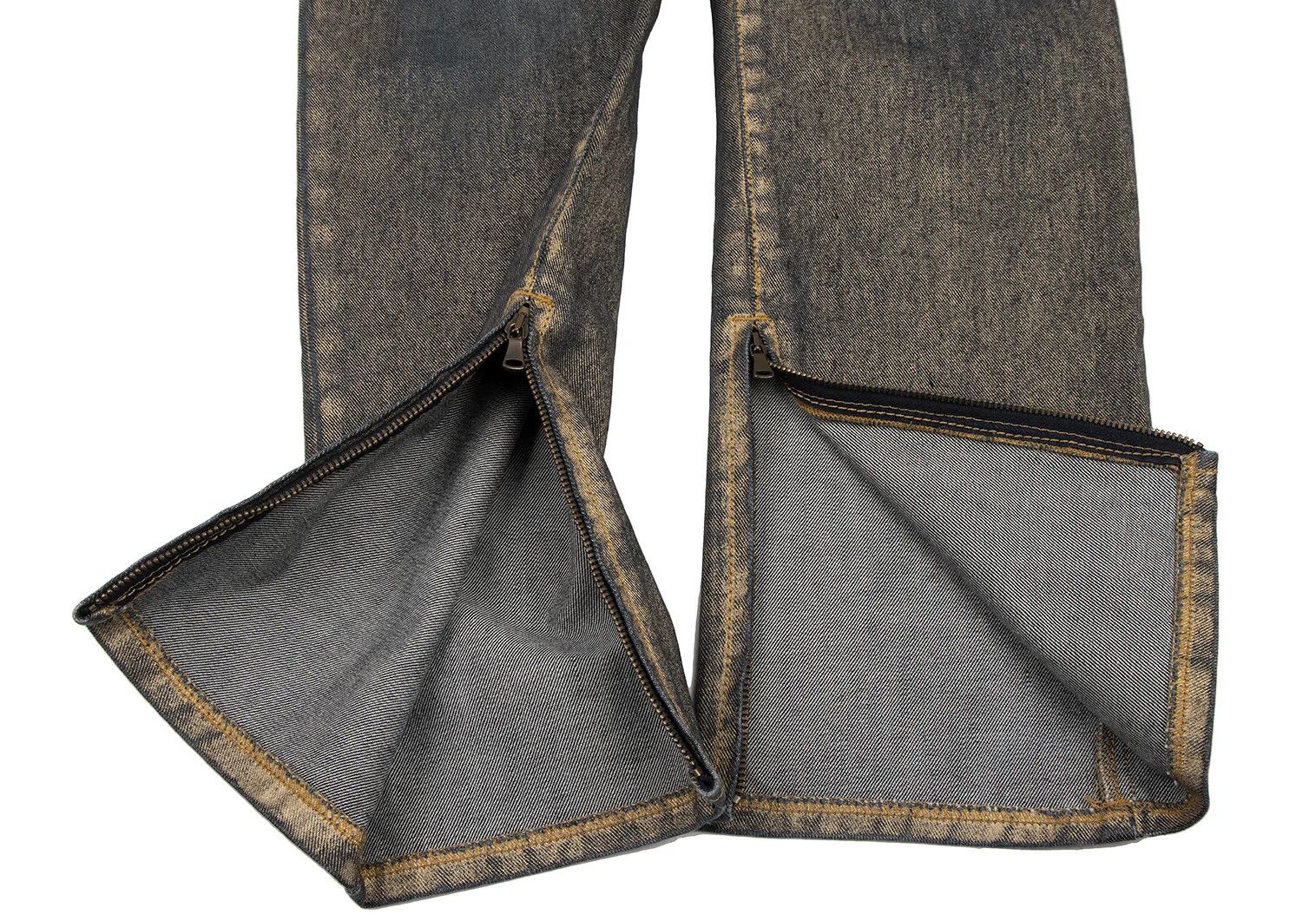 Jean Paul Gaultier Gold Paint Studded Zip Hem Denim in Indigo Gold 30 Size US 30 / EU 46 - 10 Thumbnail