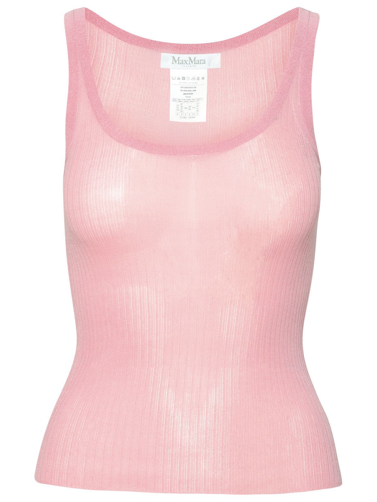 image of Max Mara 'bastia' Pink Silk Tank Top, Women's (Size Large)