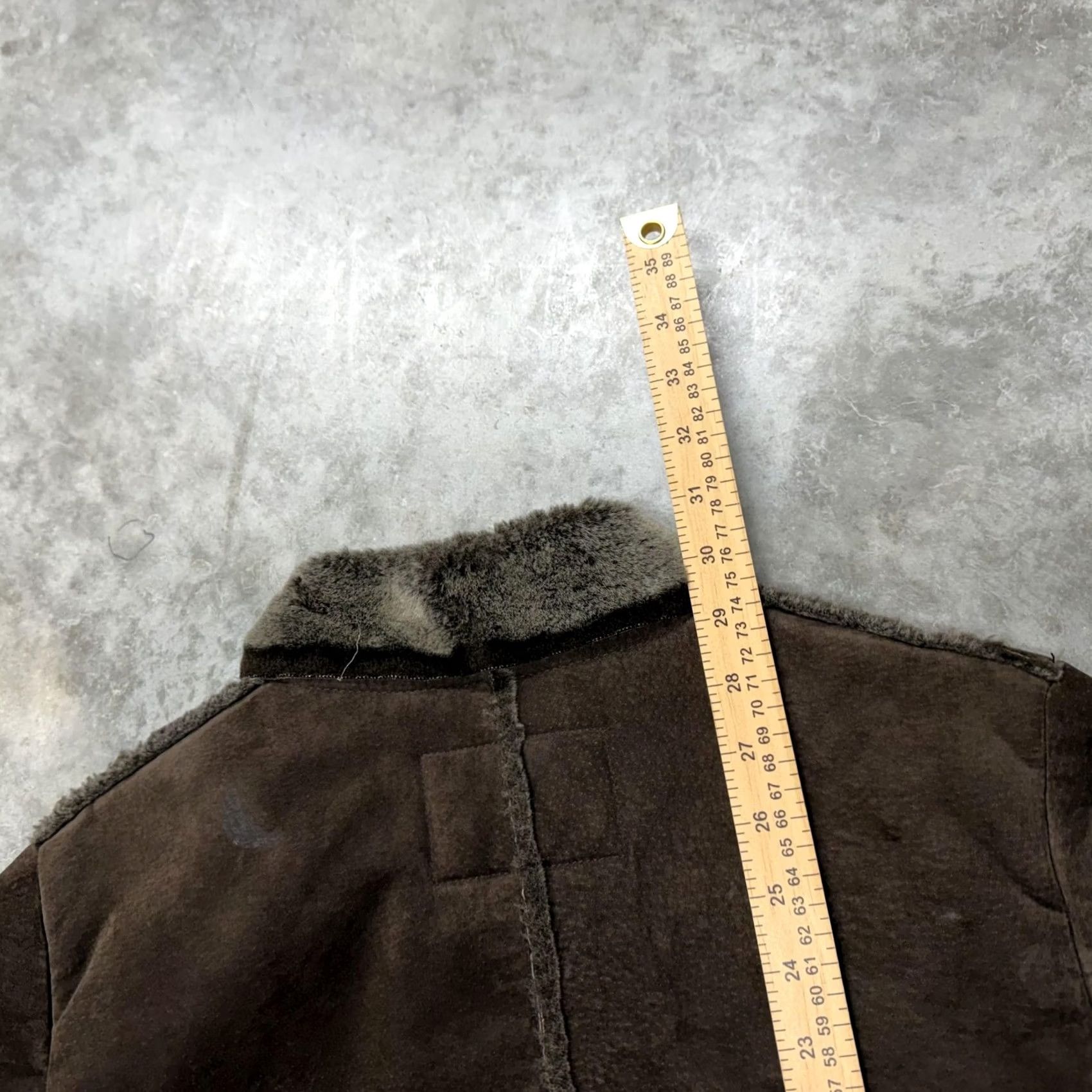 Vintage FreeTech Coat Mens Small Brown Leather Faux Shearling Lined Button Front Size S / US 4 / IT 40 - 6 Thumbnail