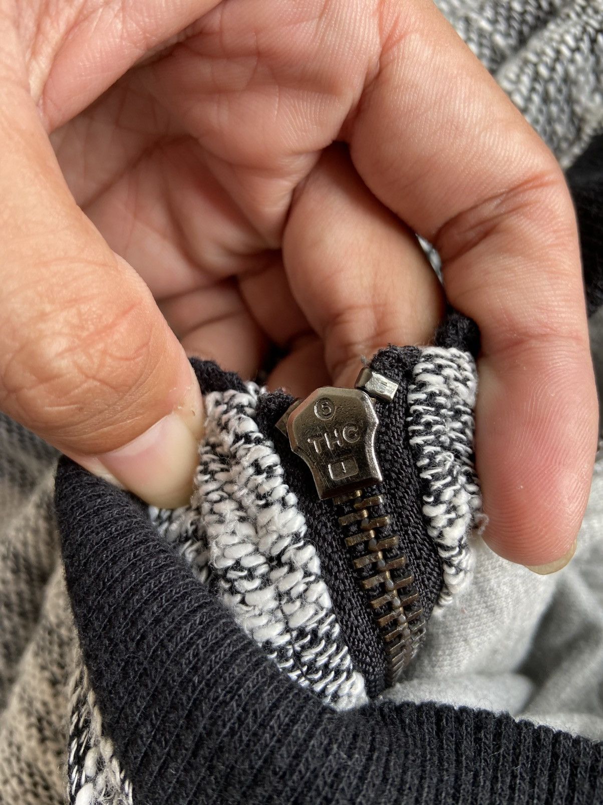 If Six Was Nine × In The Attic × Le Grande Bleu (L.G.B.) In The Attic Homme Grey Black Double Layer Bomber Hoodie Size US L / EU 52-54 / 3 - 10 Thumbnail
