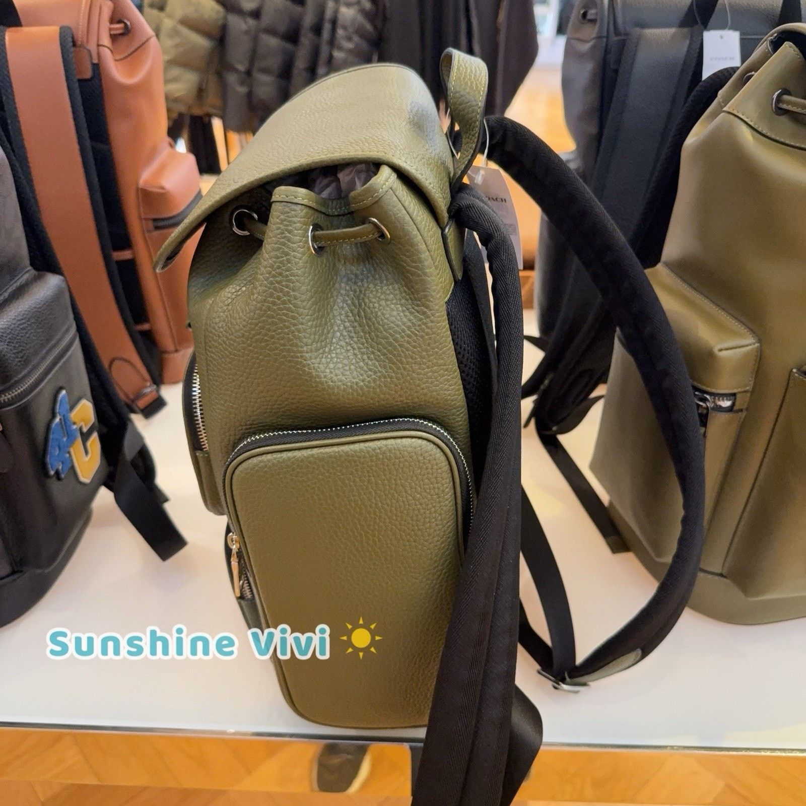 Coach NWT Coach Finn Backpack Silver/Olive CDC72 Leather Size ONE SIZE - 5 Thumbnail